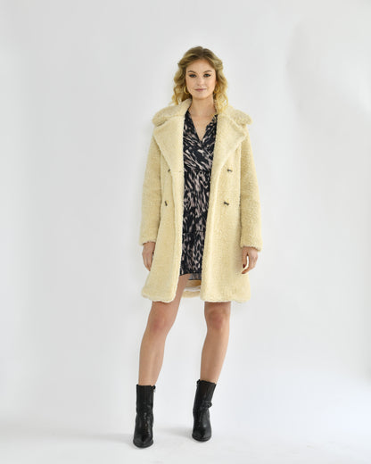 Mantel aus Boucle Wolle, cream
