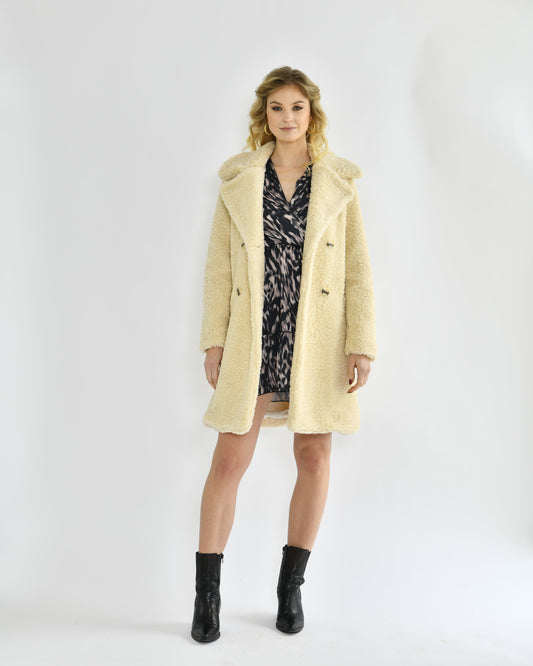Mantel aus Boucle Wolle, cream