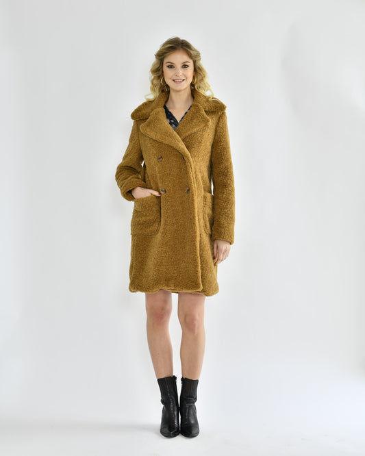 Mantel aus Boucle Wolle, cammello